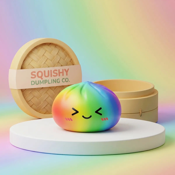 Prism rainbow color dumpling squishy soft toy front view