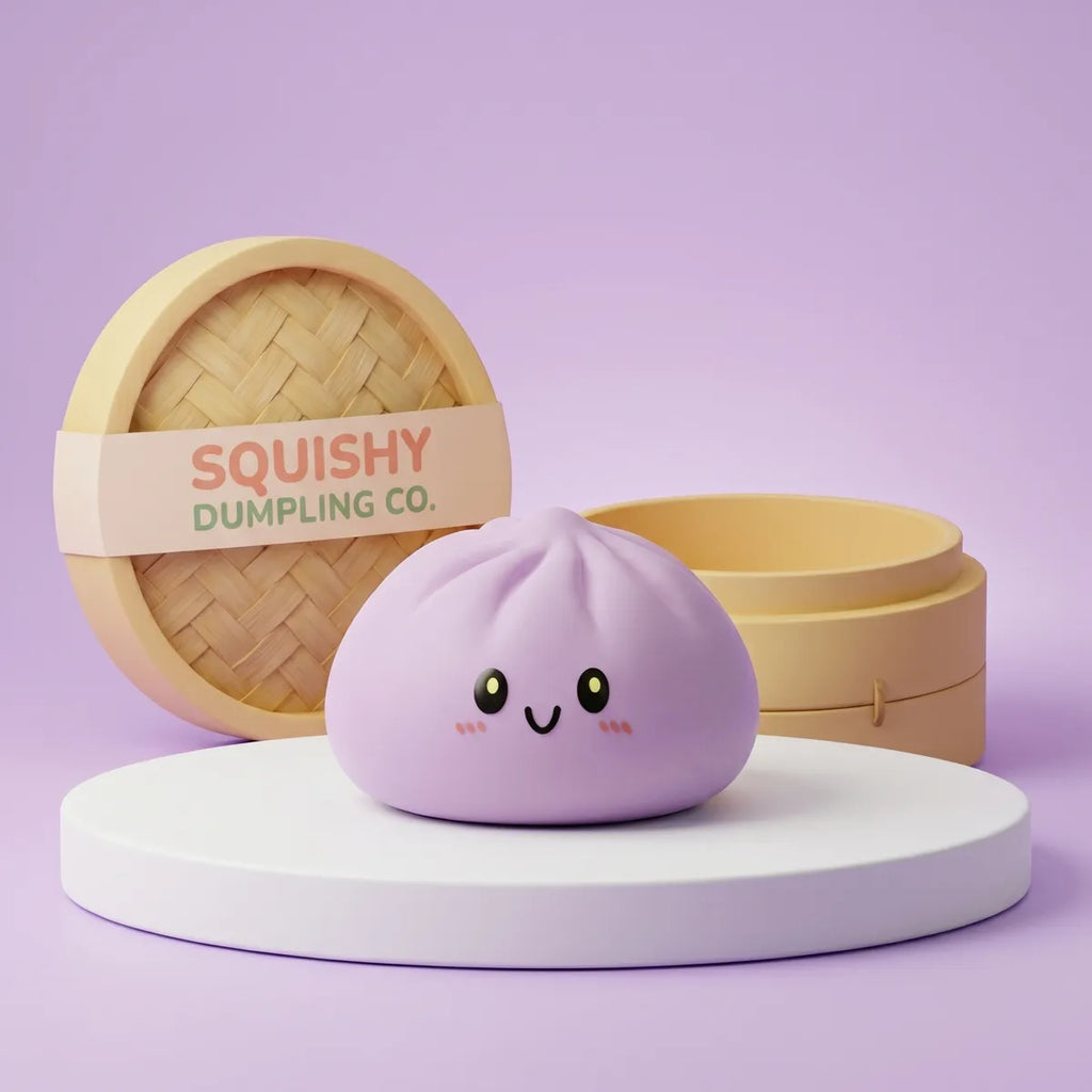 Berry magenta dumpling squishy soft toy front view