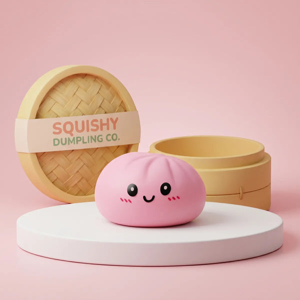 Blossom pink dumplings squishy soft toy front view
