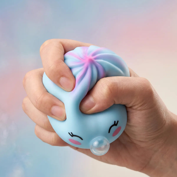 Blue rare blow dumpling squishy slowly rising back to shape