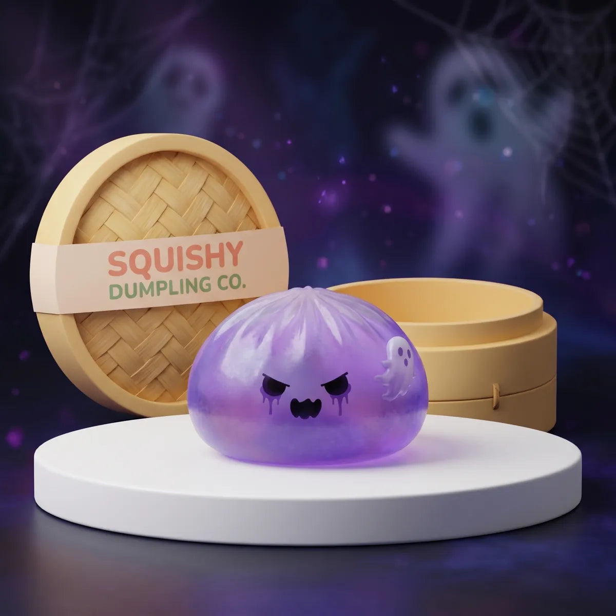 Boo ghost dumpling squishy with bamboo steamer Main image