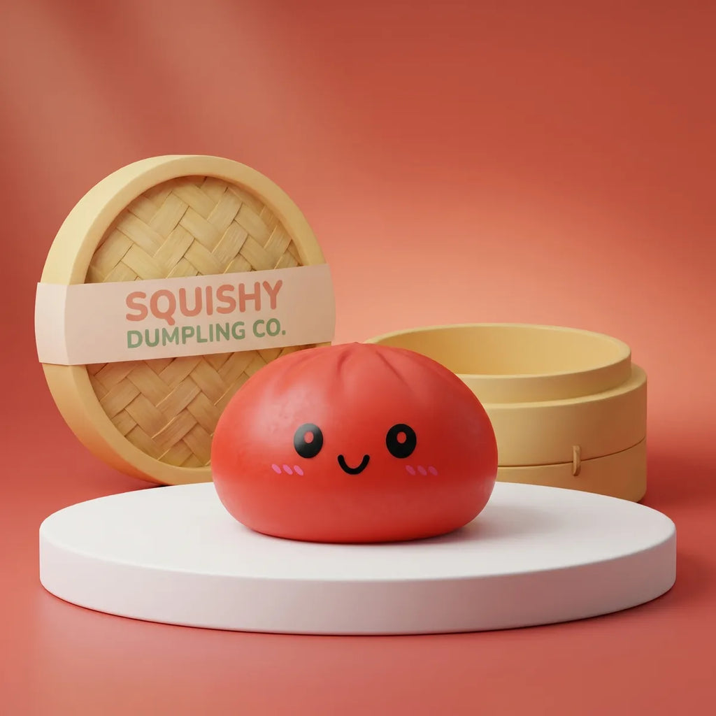 Cherry red dumpling squishy soft toy front view