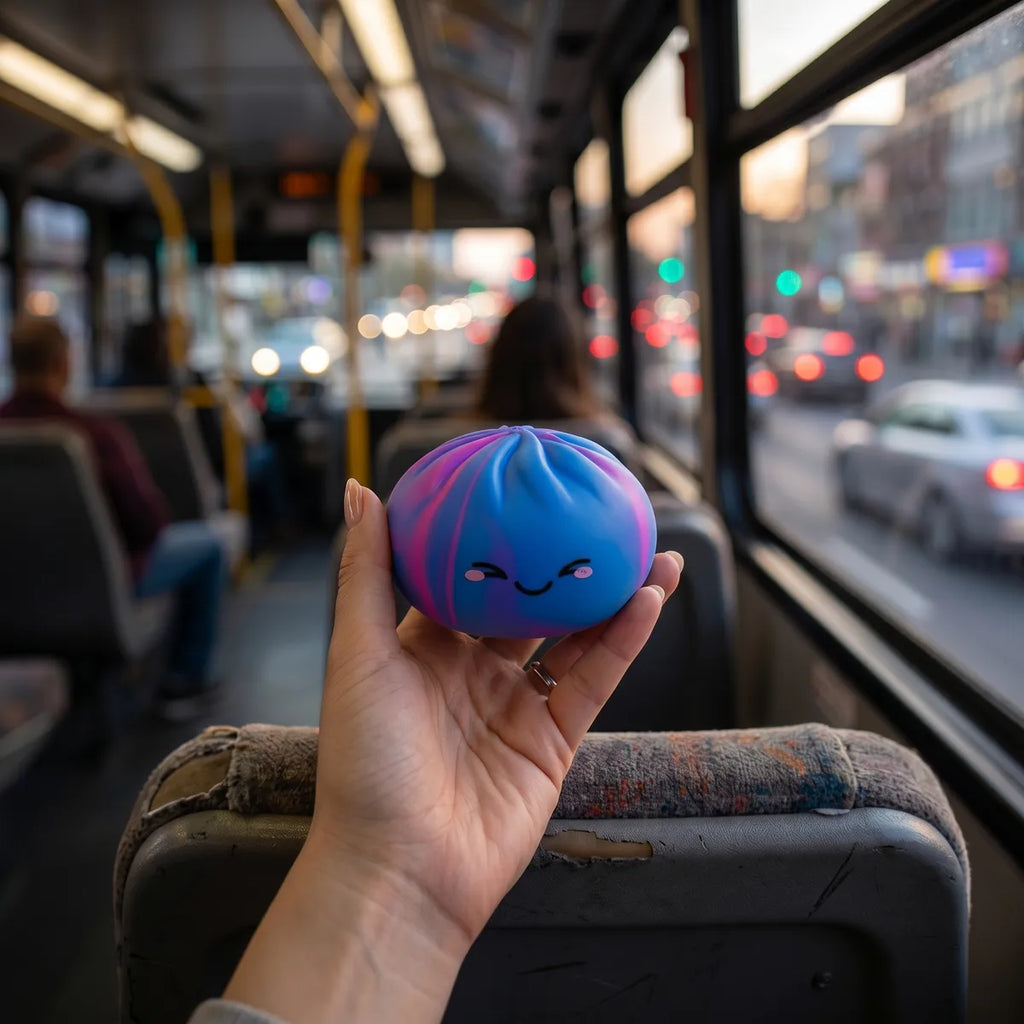 Colorful dumpling squishy styled as cute desk decor