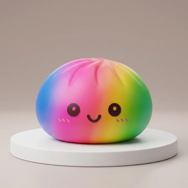 Colorful large rainbow dumpling squishy front view