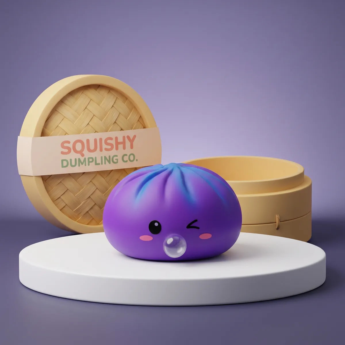 Cosmic purple rare blow dumpling squishy with bamboo steamer Main image
