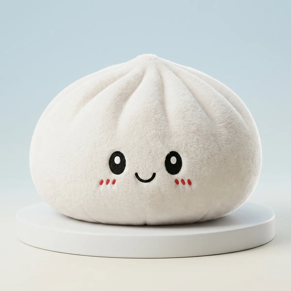 Cozy large white dumpling squishy plush pillow front view