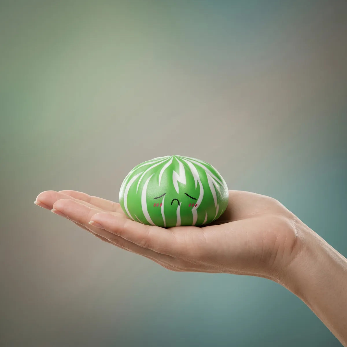 Dumpling squishy bun mystery toy held in hand