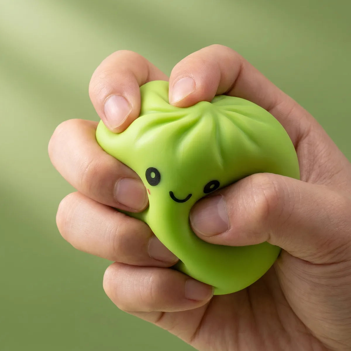 Dumpling squishy mystery box squishy being squeezed slow rising