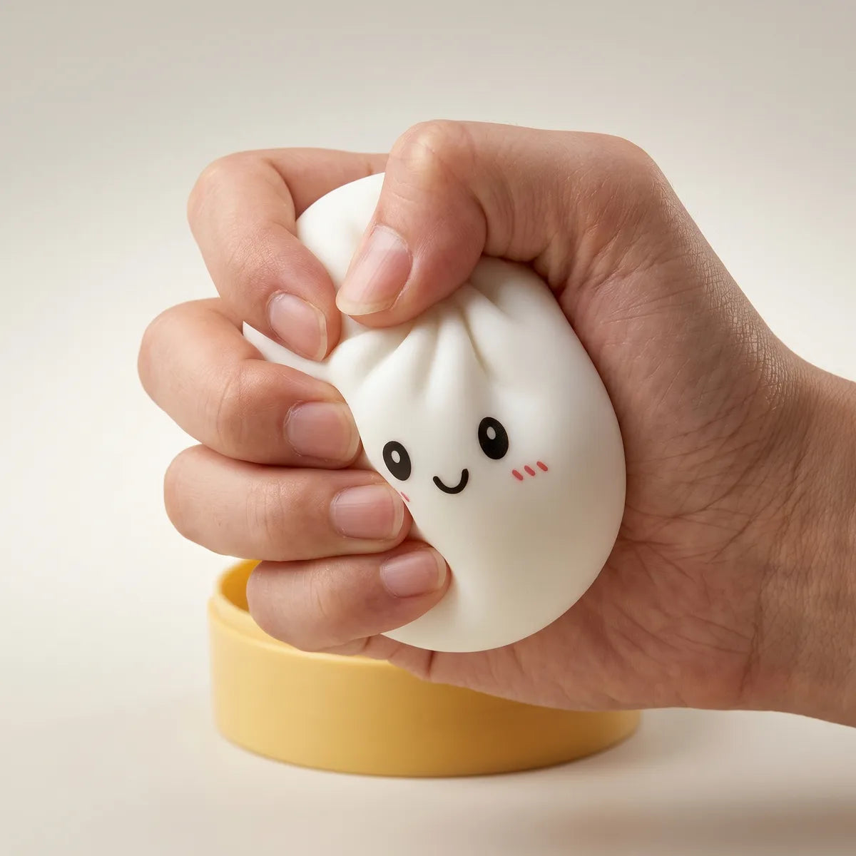 Hands playing with the dumpling squishy set 6 pieces