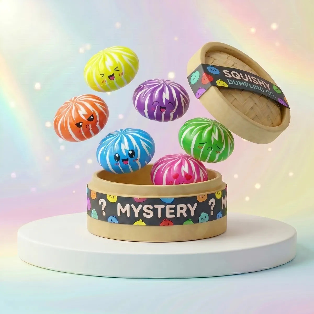 Fluffy dumpling squishy bun mystery toy front view
