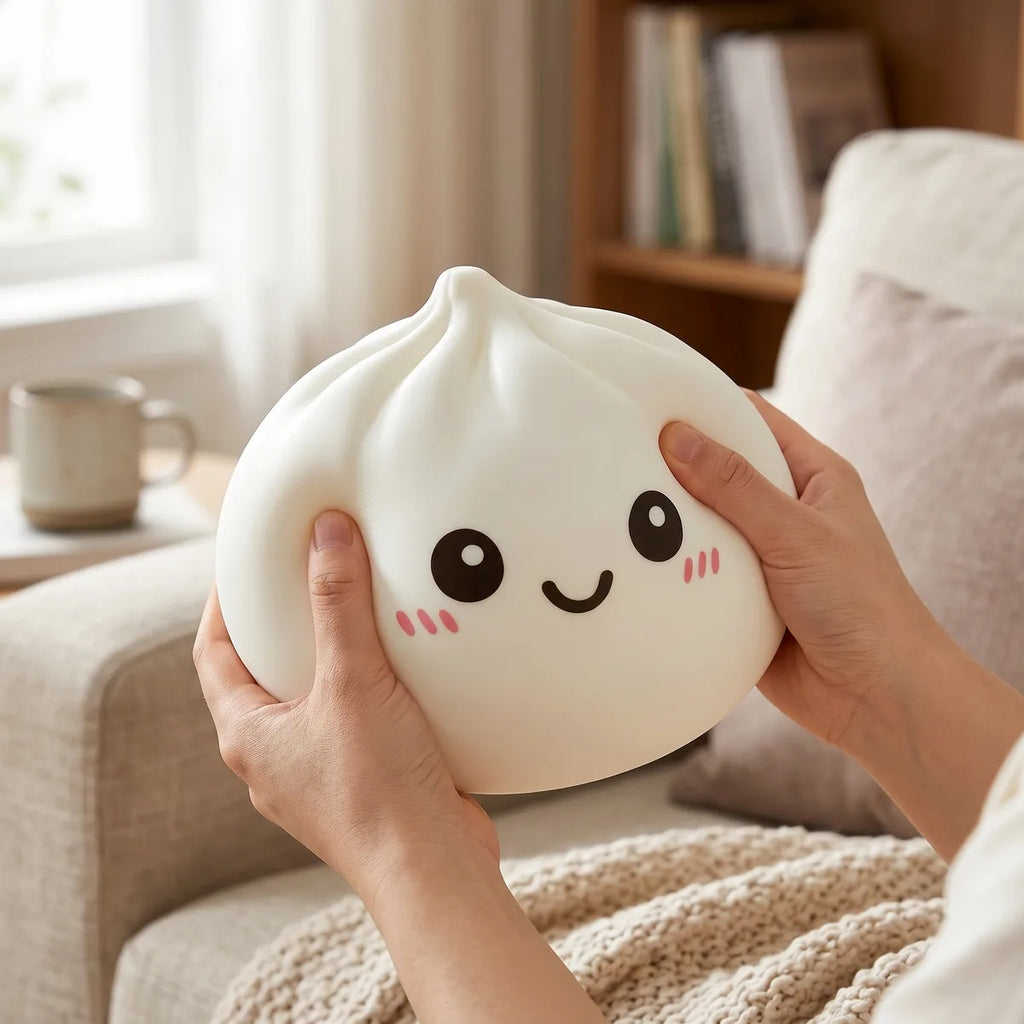 Giant dumpling squishy toy styled as cute room decor