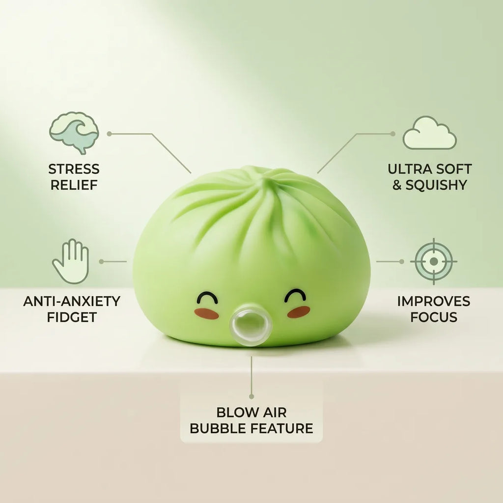 Green rare blow dumpling squishy features and benefits overview
