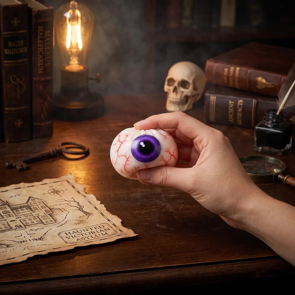 Person using a Halloween dumpling squishy from the five piece set as a stress relief fidget toy