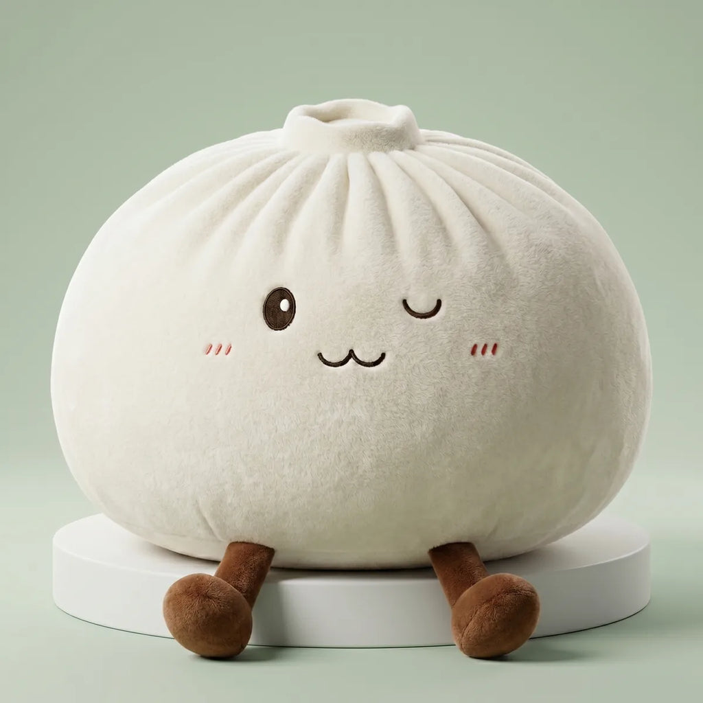 Huggable white large plush dumpling squishy pillow front view