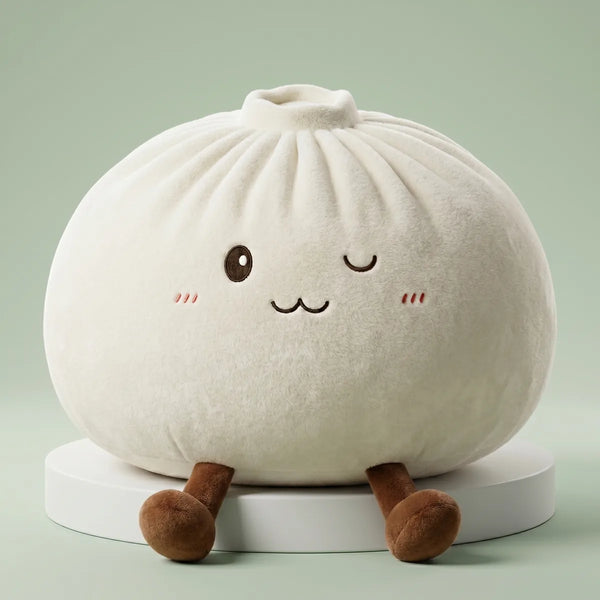 Huggable white large plush dumpling squishy pillow front view