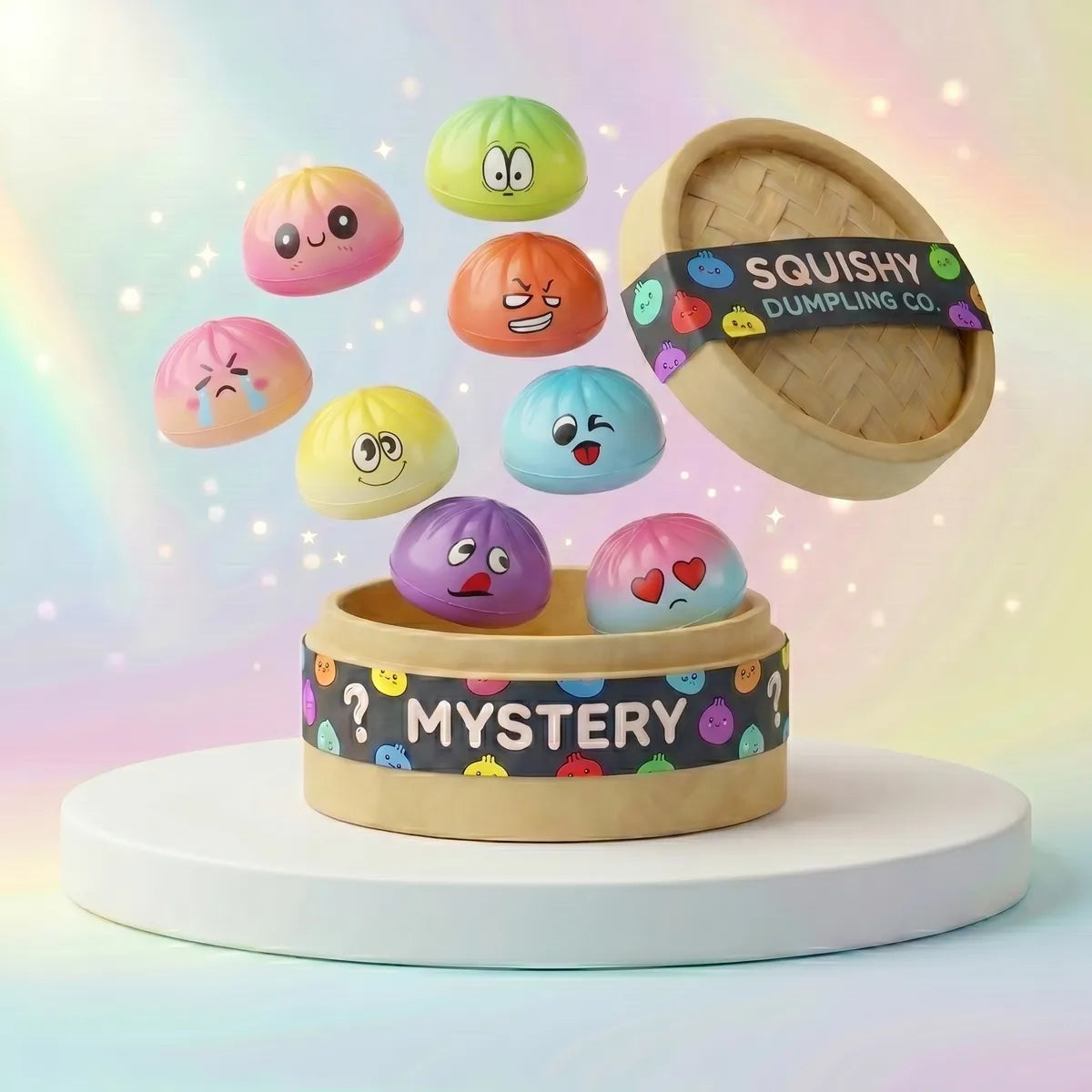Kawaii mini dumpling squishy toy mystery set front view Main image