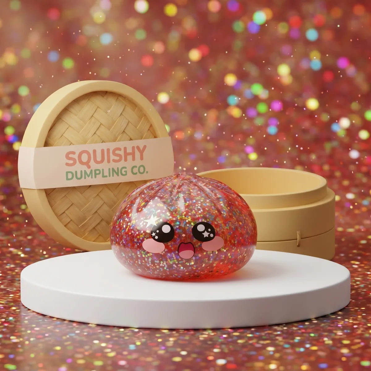 Kawaii pink galaxy dumpling squishy soft toy front view