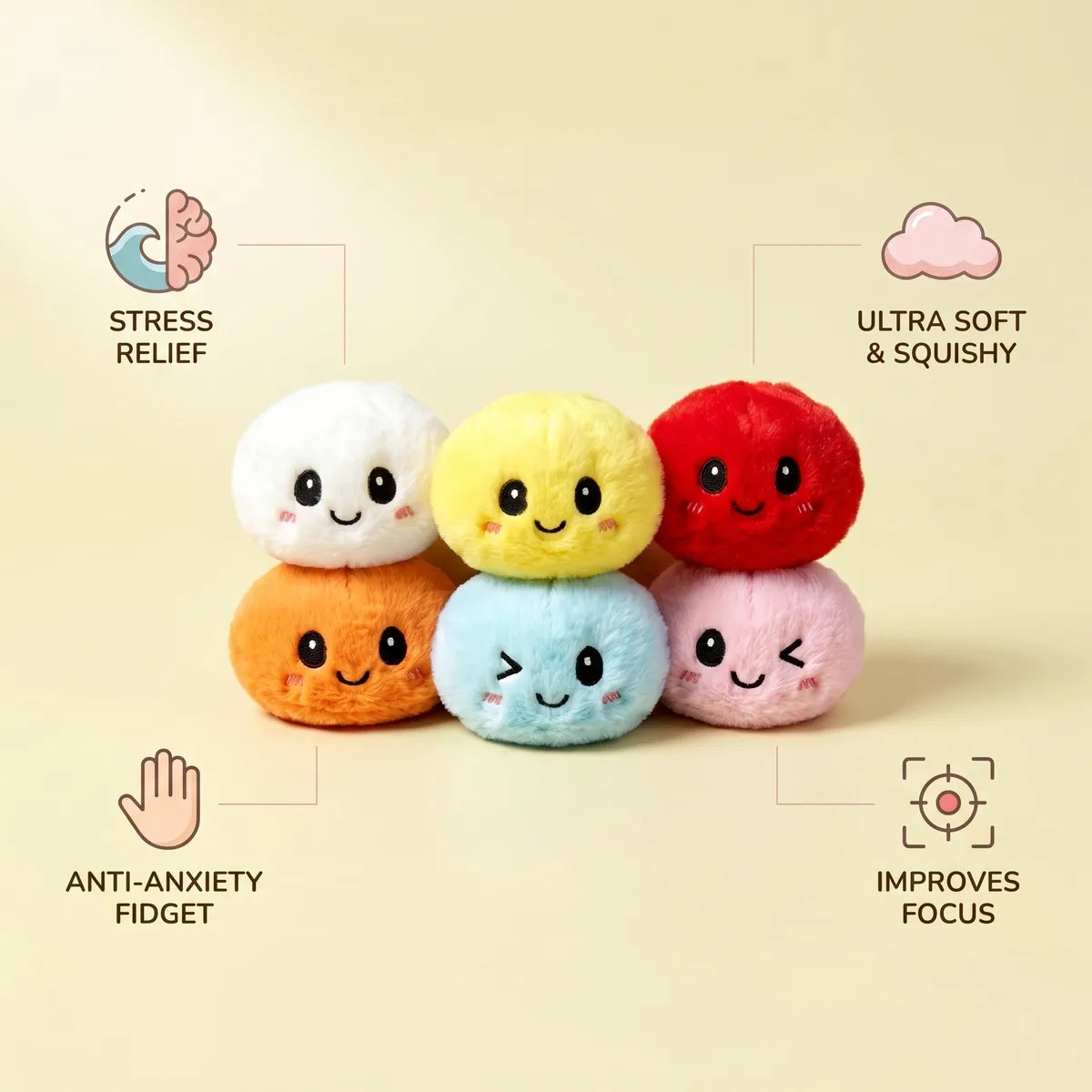 Close-up of a single keychain plush dumpling squishy