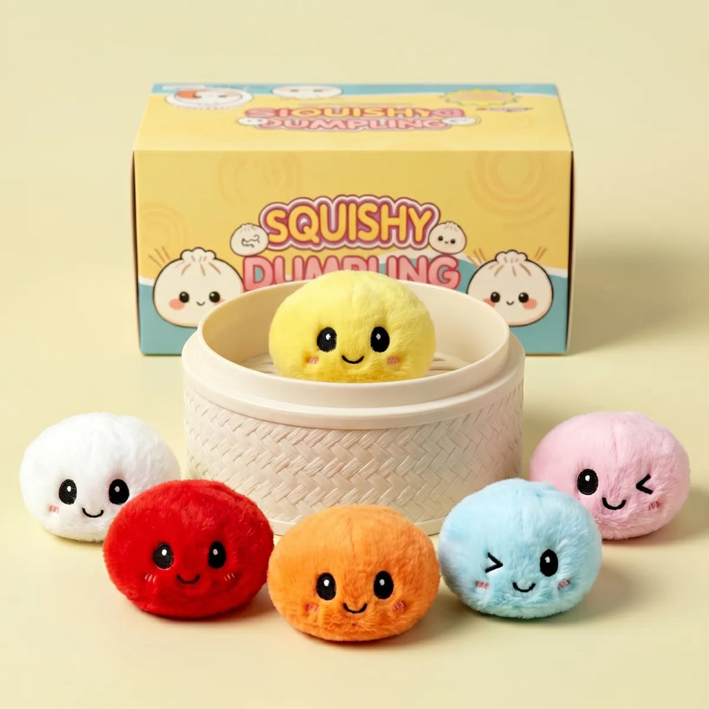 Macro close-up of the keychain plush dumpling squishy texture