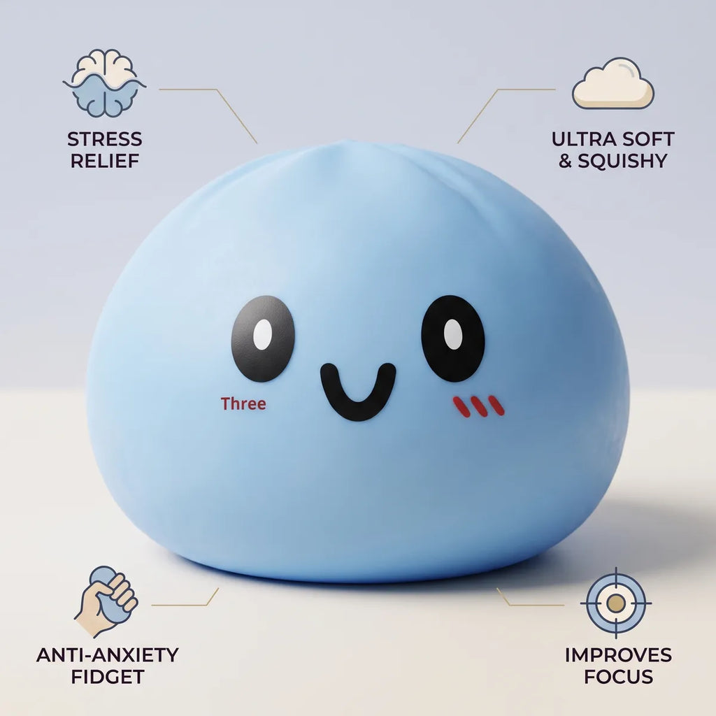 Large blue dumpling squishy features and benefits overview