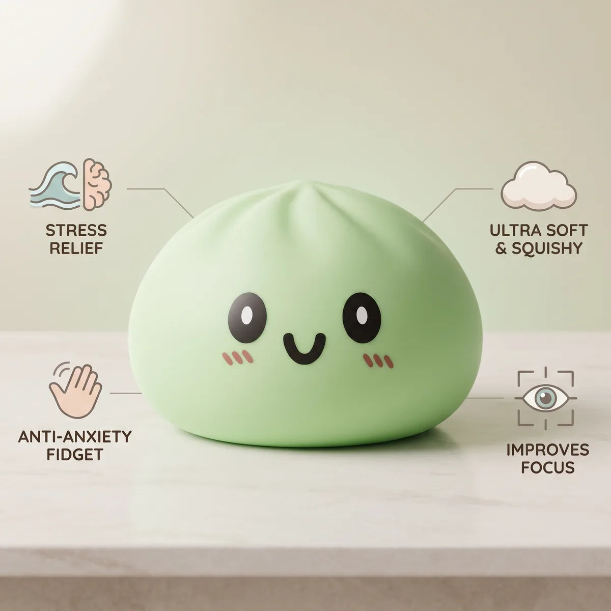 Large green dumpling squishy features and benefits overview
