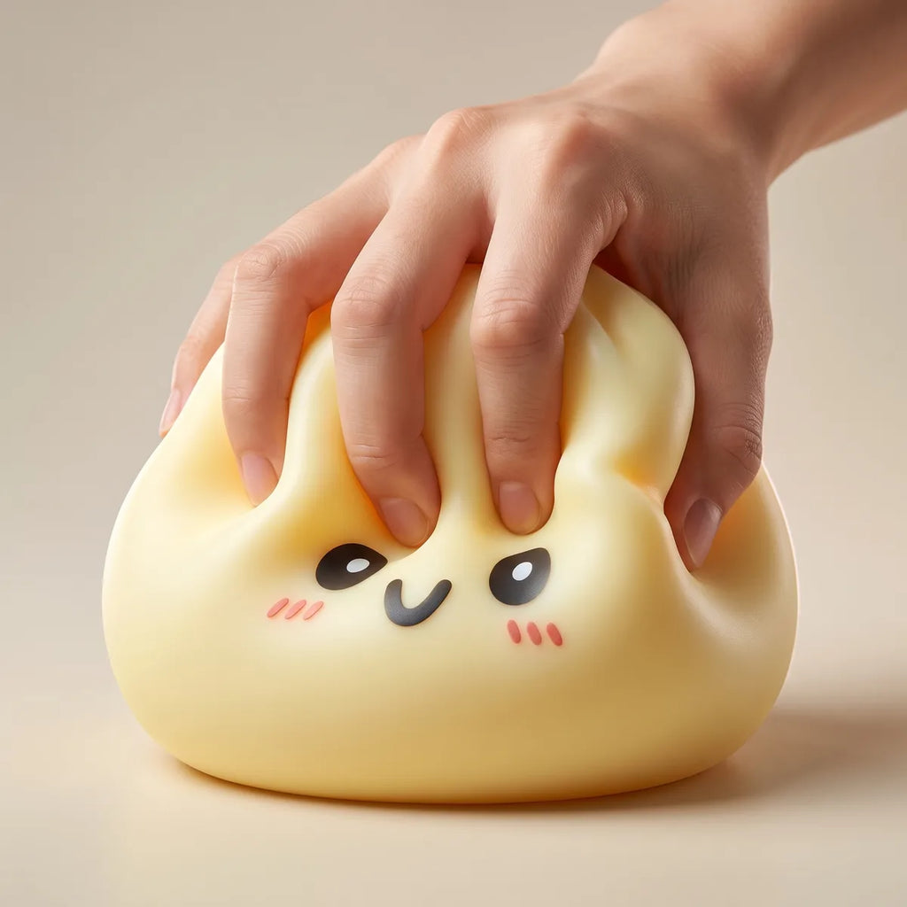 Large yellow dumpling squishy slowly rising back to shape