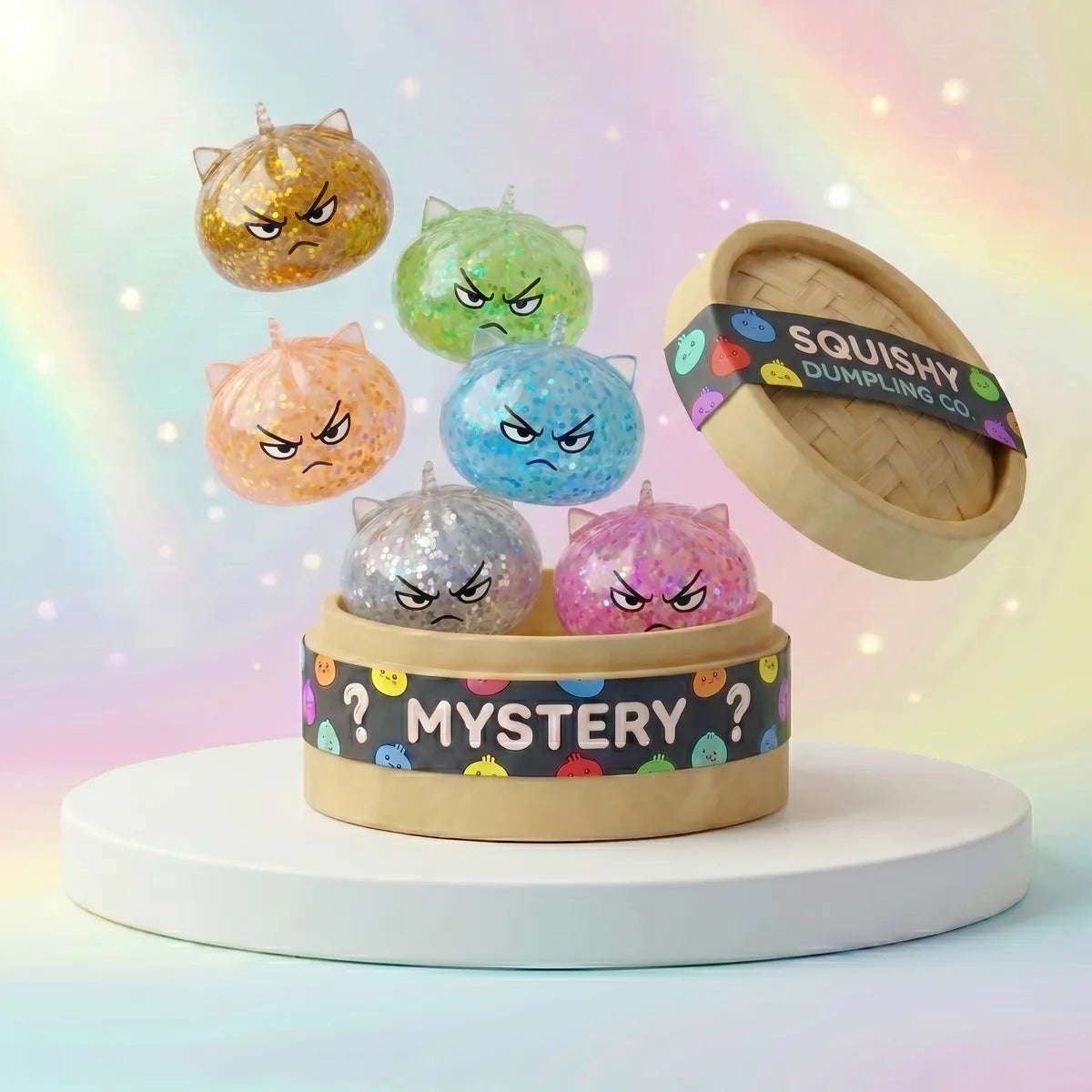 Magical mystery dumpling squishy rare unicorn glitter front view