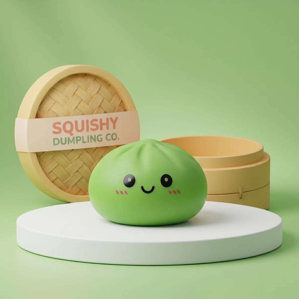 Matcha green dumpling squishy soft toy front view Main image