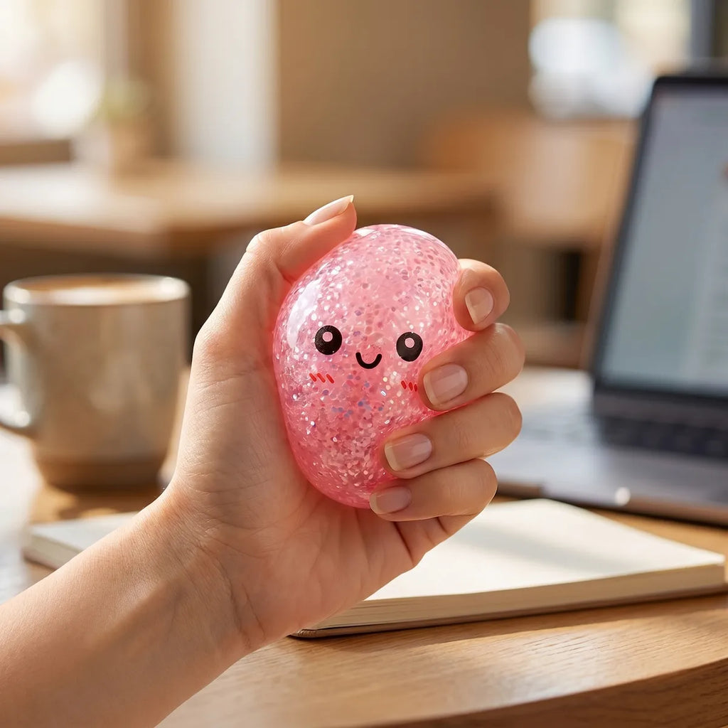 Mini metallic dumpling squishy styled as cute desk decor