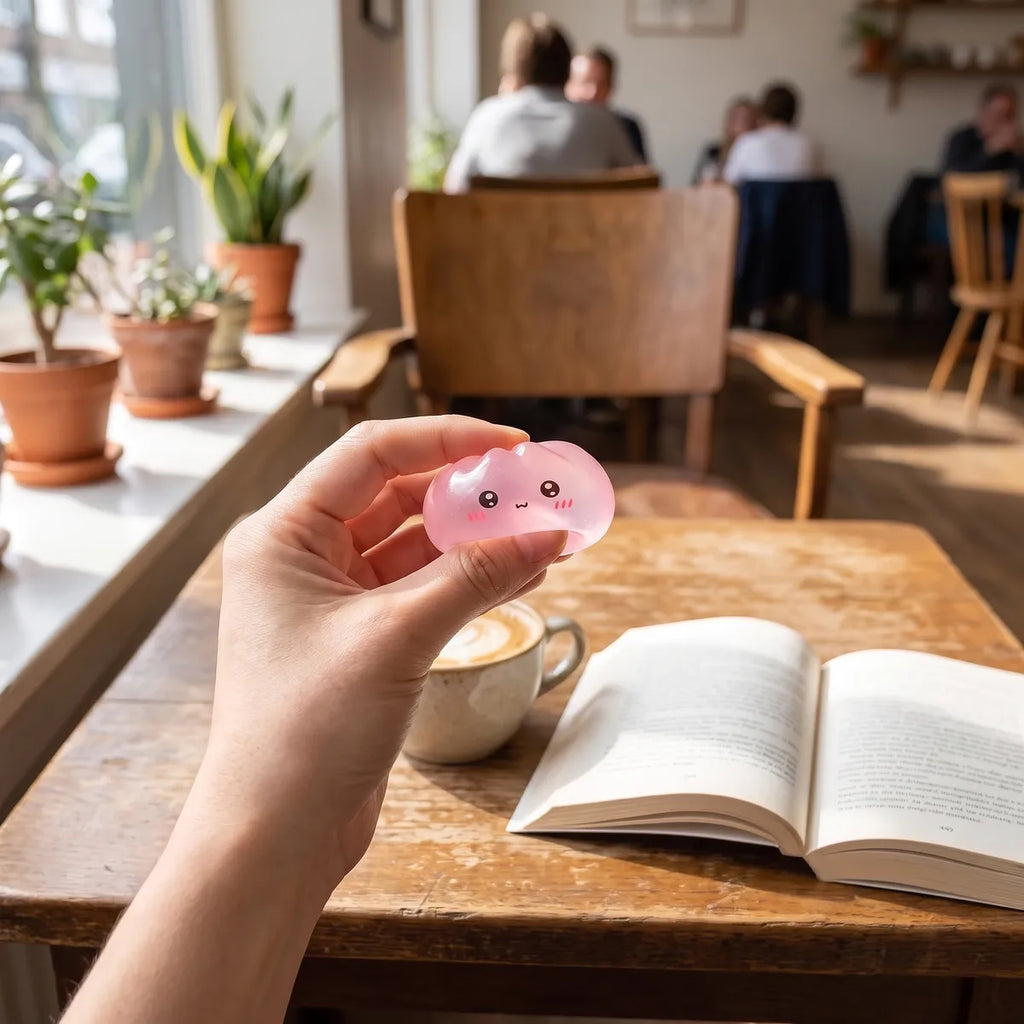 Mini sugar dumpling squishy set styled as cute desk decor