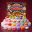 Gingerbread Mochi Dumpling Squishy Advent Calendar 24 Pieces with all 24 mini squishies on a festive podium