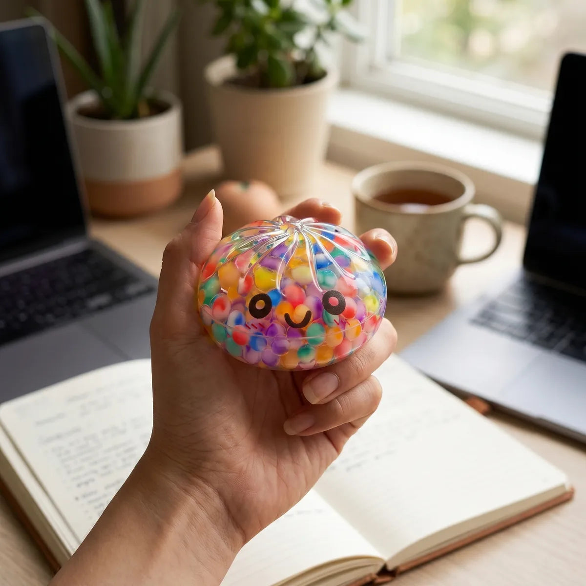 Mystery bubble dumpling squishy styled as cute desk decor