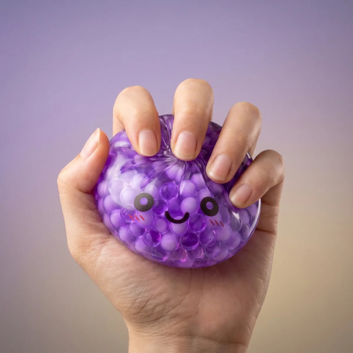 Mystery bubble dumpling squishy being squeezed showing slow rising foam