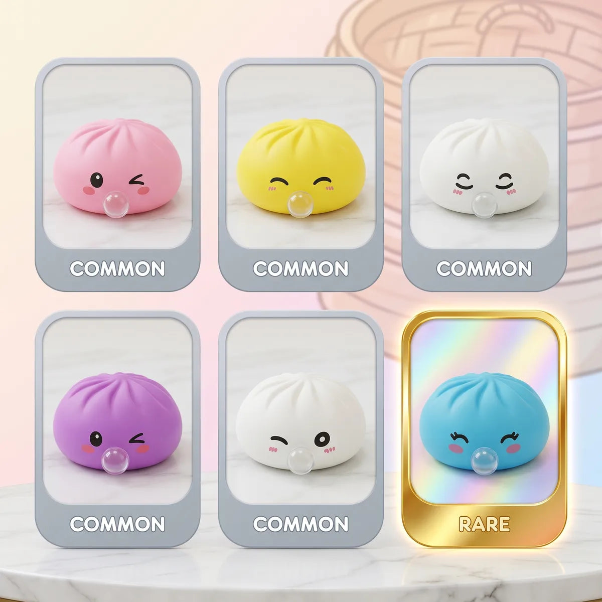 Mystery dumpling squishy toys collectible variants and rarity chart