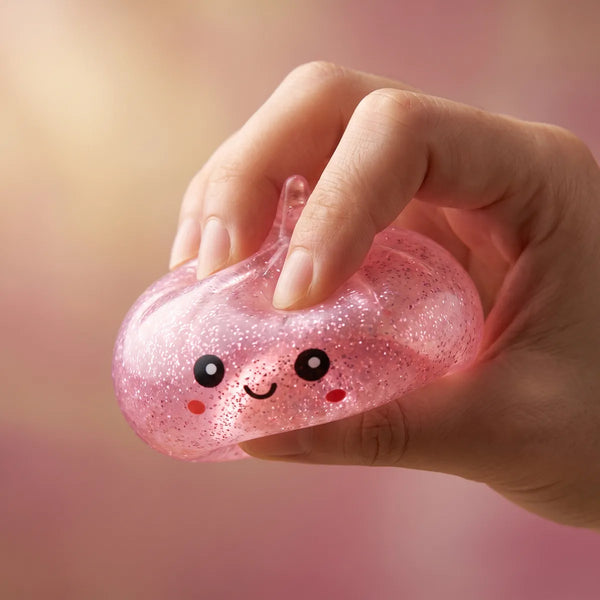 Unicorn glitter mystery dumpling squishy being squeezed slow rising