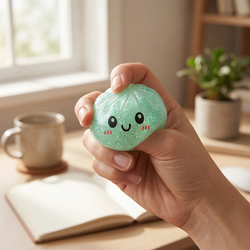 Mystery dumplings squishy glitter styled as cute desk decor