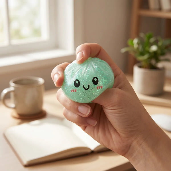 Mystery dumplings squishy glitter styled as cute desk decor
