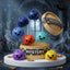 Phantom mystery ghost dumpling squishies with dripping fang grins in a haunted hall