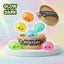 Mystery glow in the dark glitter dumpling squishy blind box spilling from a steamer