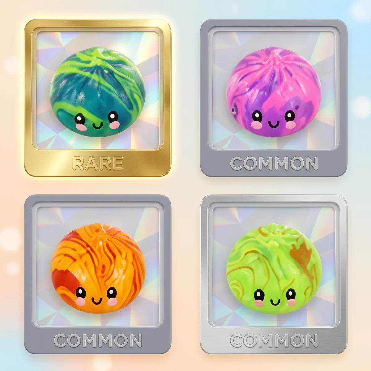 Mini tie dye dumpling squishy collectible variants and rarity chart