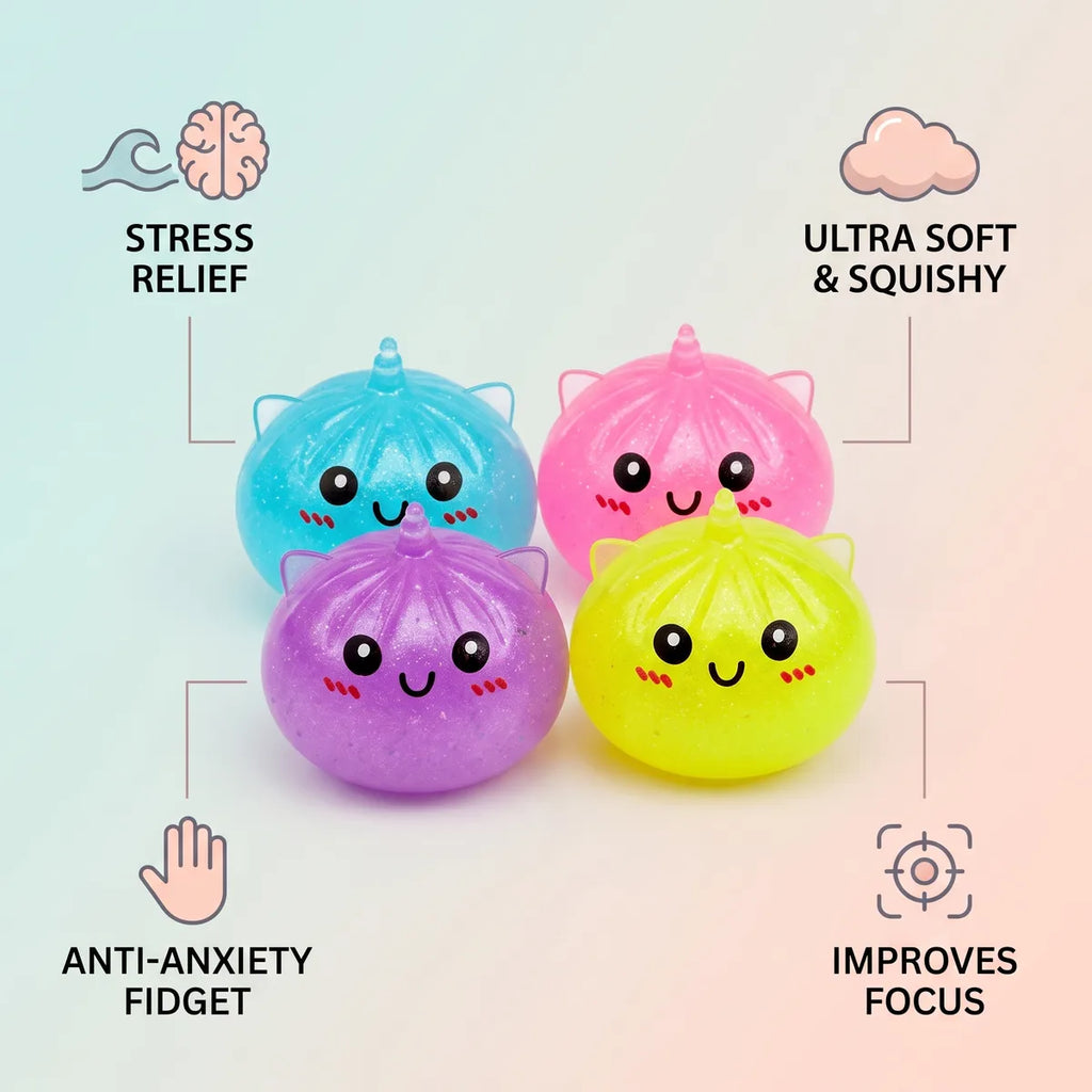 Mini unicorn dumpling squishy features and benefits overview