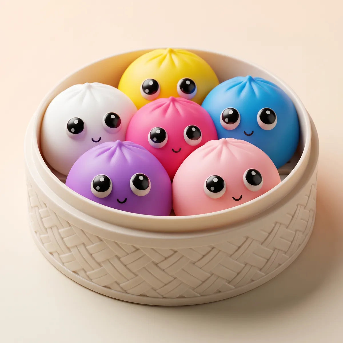 Mystery pop dumpling squishies packed inside the Mystery steamer box