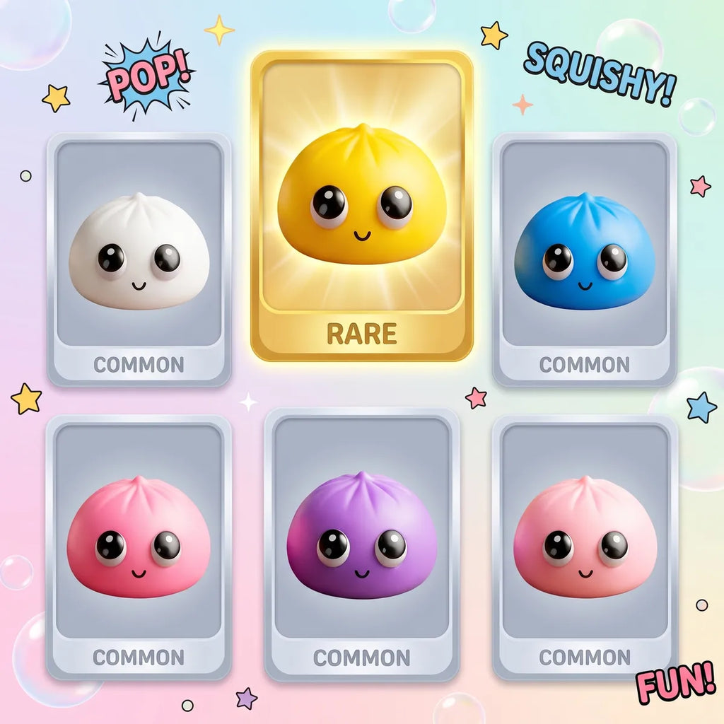 Mystery pop dumpling squishy variants and rarity chart with the rare yellow design