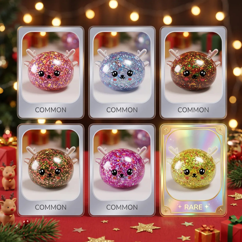 Twinkling Mystery Reindeer Dumpling Squishy collector cards showing every design and the rare pull
