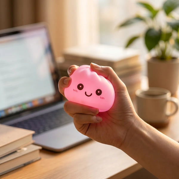 Mystery squishy dumpling night light styled as cute desk decor