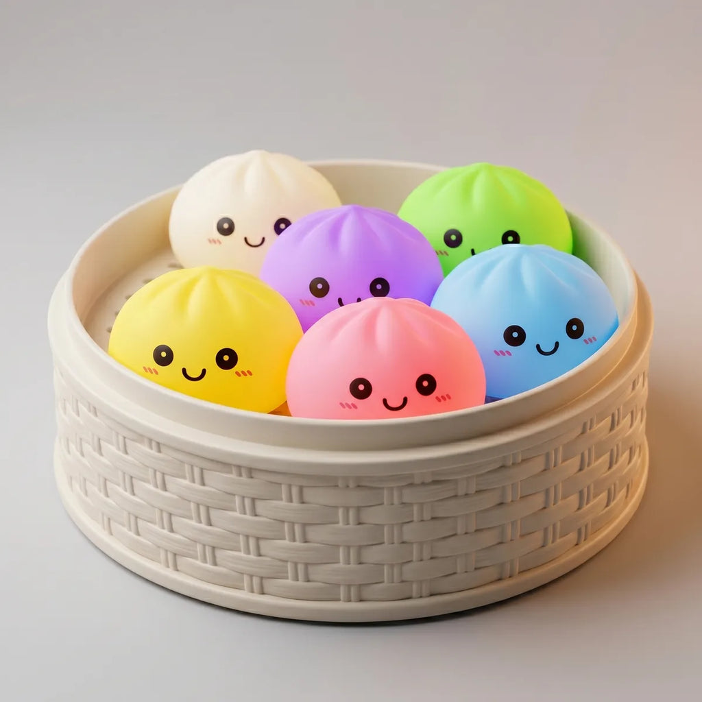 Macro close-up of mystery squishy dumpling night light soft texture