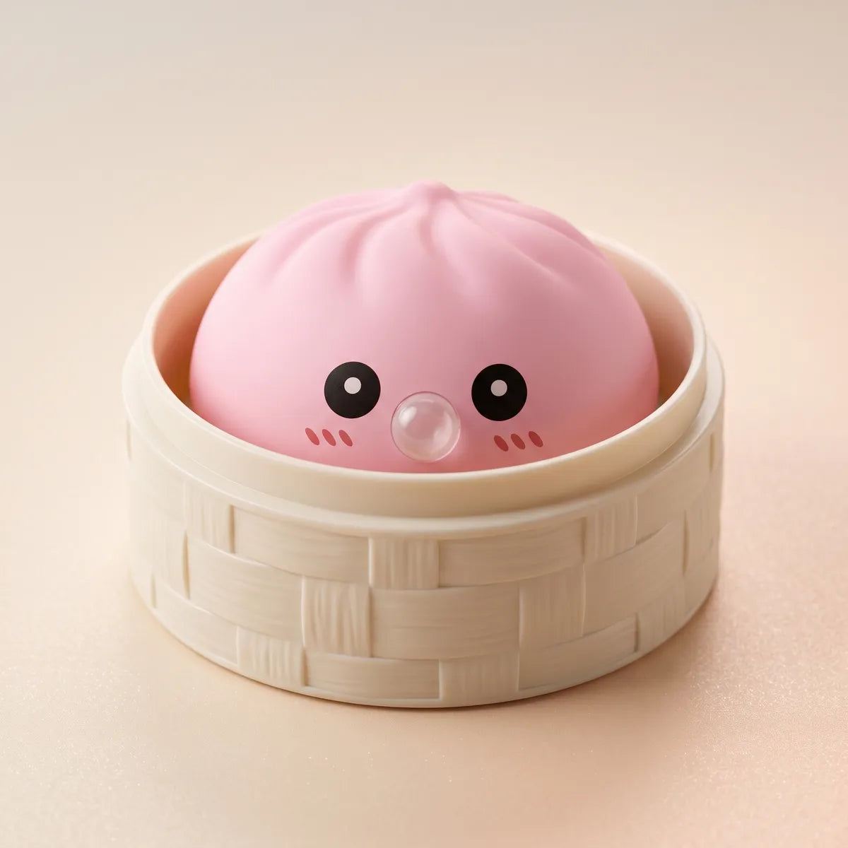 Macro close-up of the pink blow dumpling squishy texture