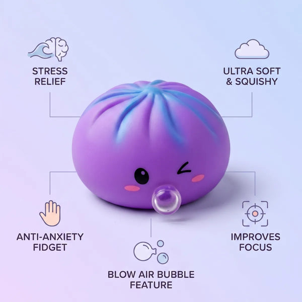 Purple rare blow dumpling squishy features and benefits overview