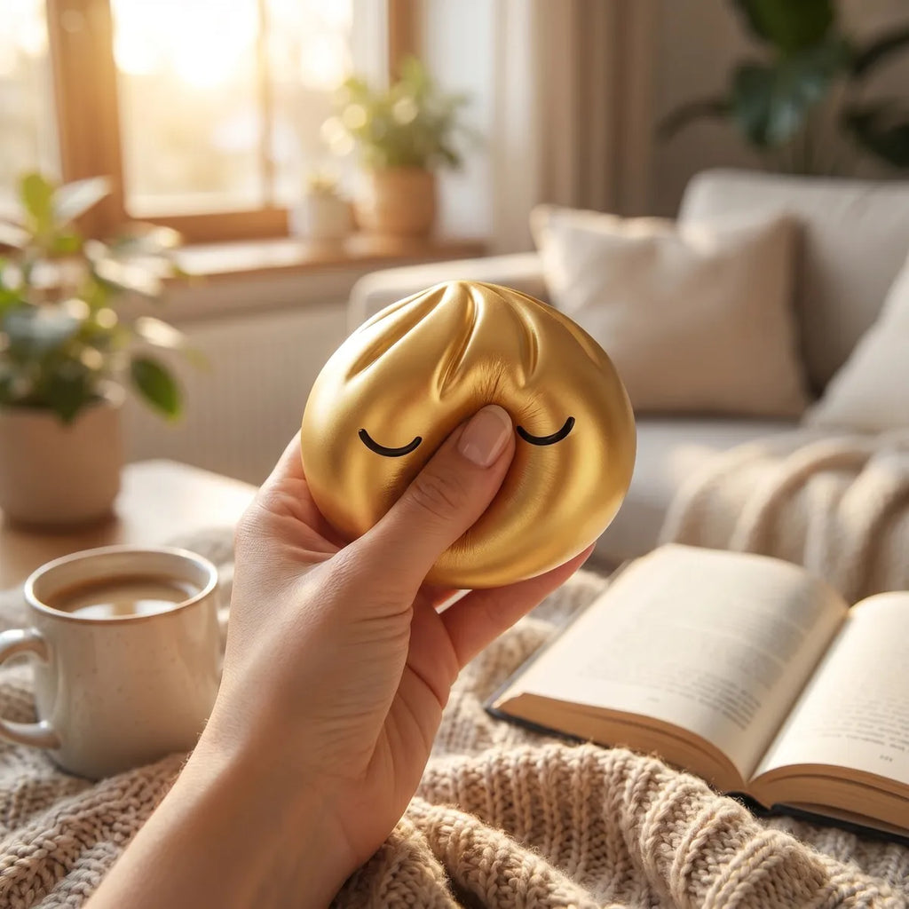 Rare gold dumpling squishy styled as cute desk decor