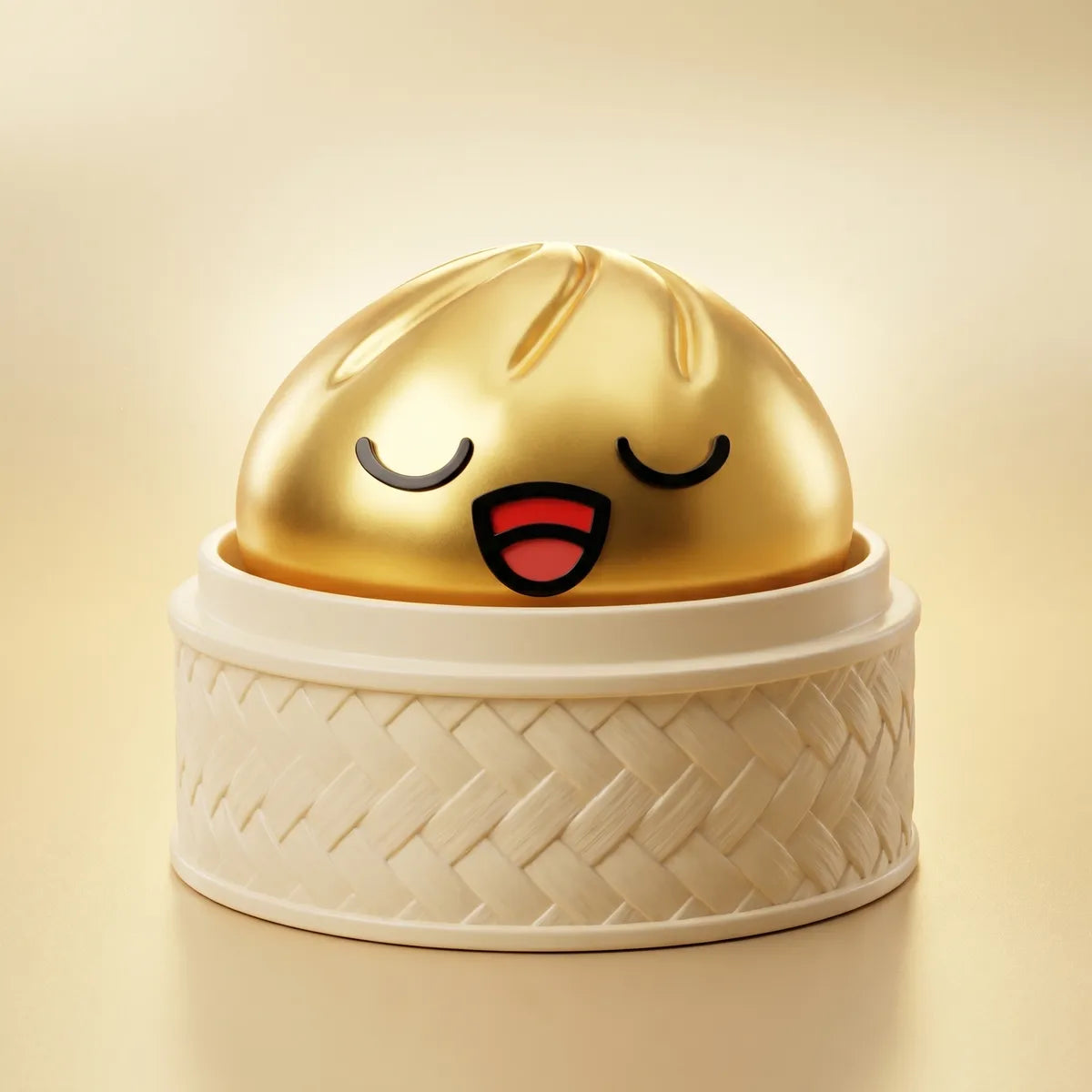 Macro close-up of rare gold dumpling squishy soft texture